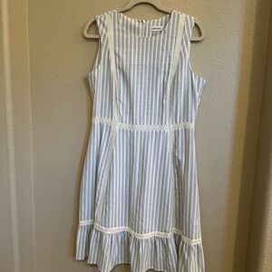 New - Calvin Klein Blue & White Stripe Dress Size 12